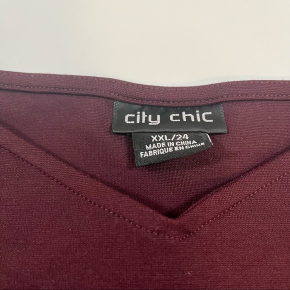 City Chic Maroon Square Neck Dress with Belt Size XXL - Picture 4 of 9